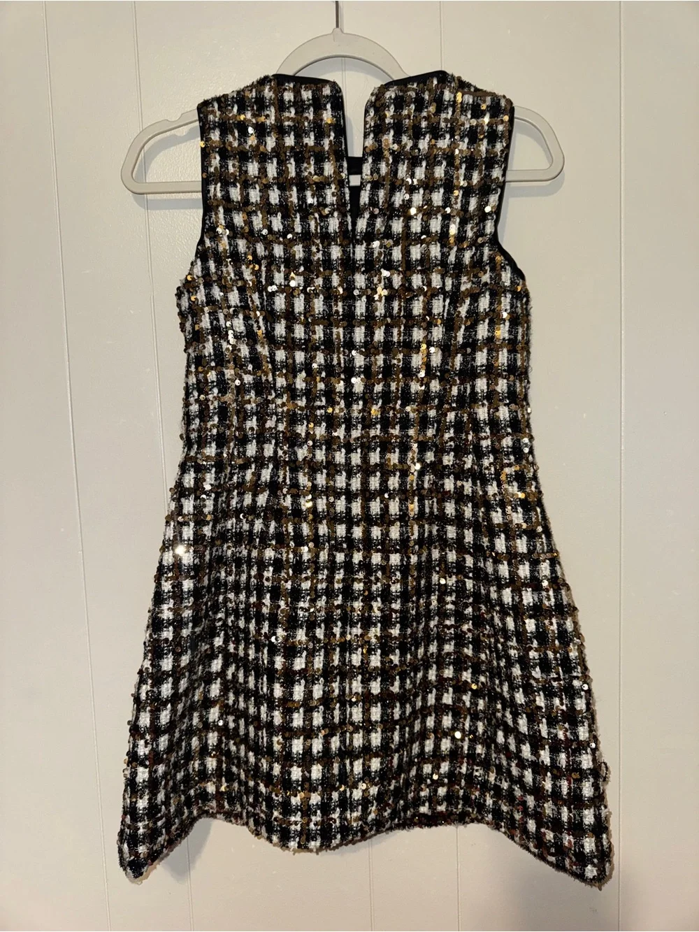 Girls' Black & Gold Tweed Formal Dress with Bow